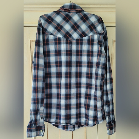 H&M Boy's Navy Plaid Shirt - Picture 2 of 3